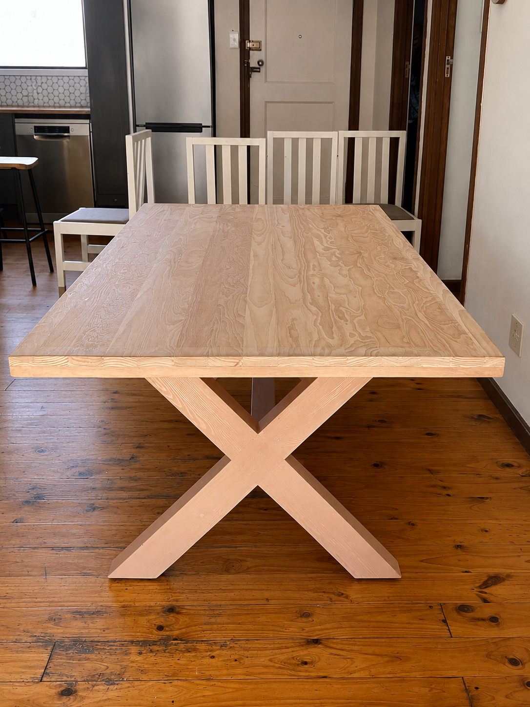 Finished timber kitchen table restoration